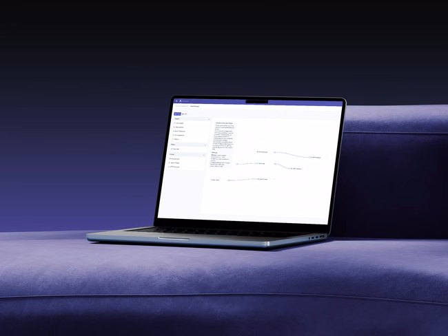 Panop Alert Manager workflow editor on a laptop